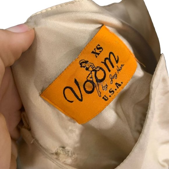 Voom by Joy Han Sleeveless Ruffle Empire Waist Woman Graphic Silk Dress XS - Picture 5 of 11